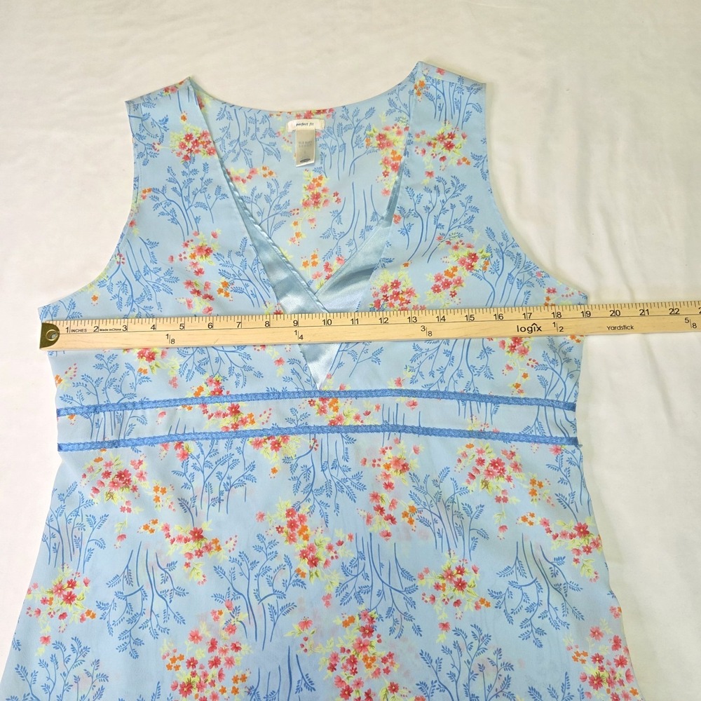 Old Navy Vtg Womens Floral Babydoll Top Medium Satin Trim y2k Fairycore Coquette - Picture 3 of 7